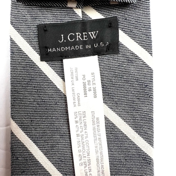 J. Crew Linen Cotton Nautical Stripe Men’s Tie Navy & White O/S Professional - Picture 4 of 7